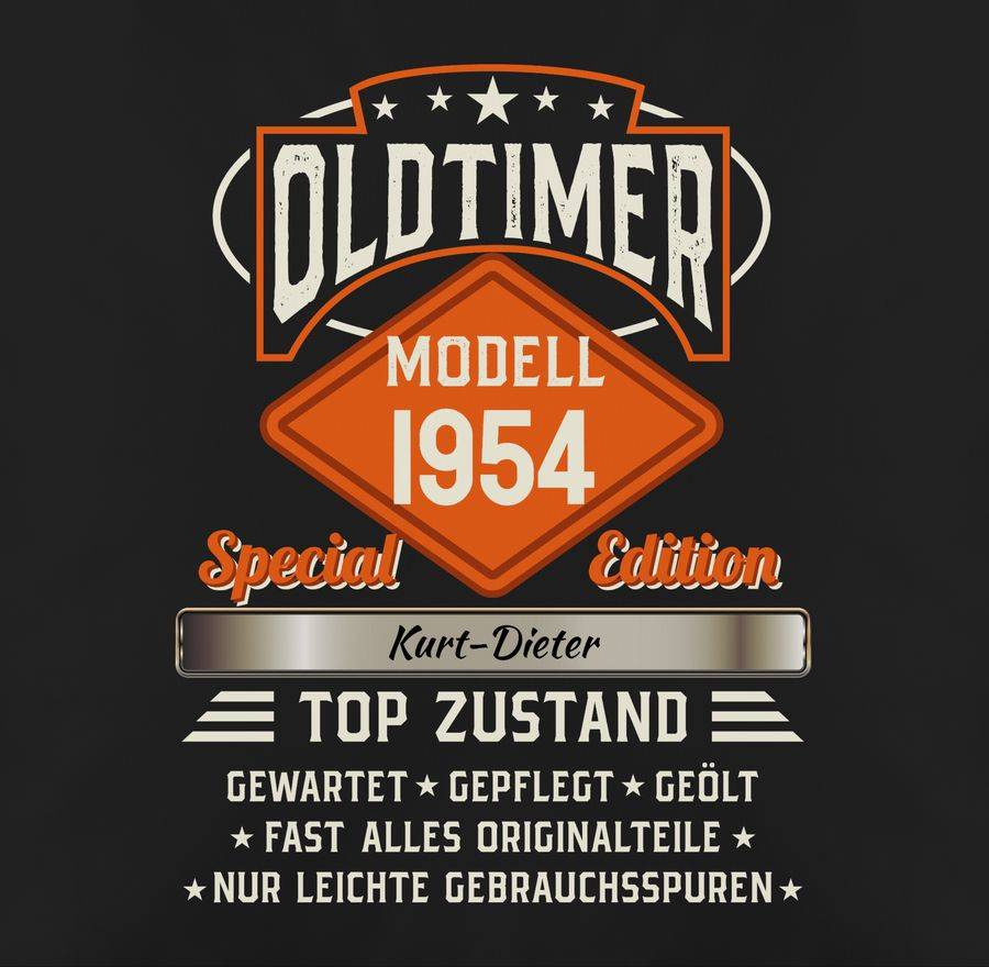 Shirtracer Oldtimer Special Vintage 1954 - Name - Retro Look Zum Siebzigsten: T-Shirt Turnb Shirtracer