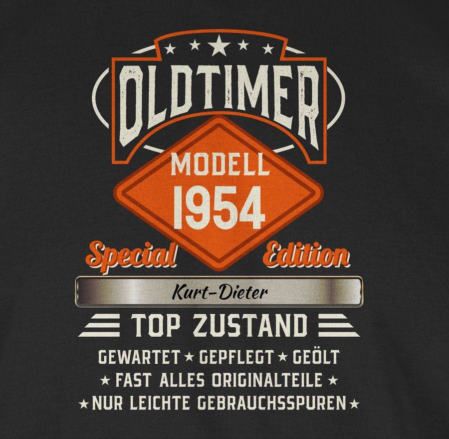Shirtracer Oldtimer Special Vintage 1954 - Name - Retro Look Zum Siebzigsten: T-Shirt Turnb Shirtracer