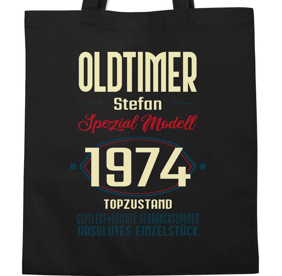 Shirtracer Oldtimer Spezial Modell 1974 Zum Fünfzigsten - Name Aufdruck - Dunkel: Tshirt Ru Shirtracer