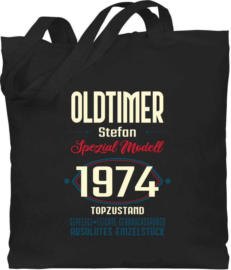Shirtracer Oldtimer Spezial Modell 1974 zum Fünfzigsten - Name aufdruck - dunkel: Tshirt Ru Shirtracer