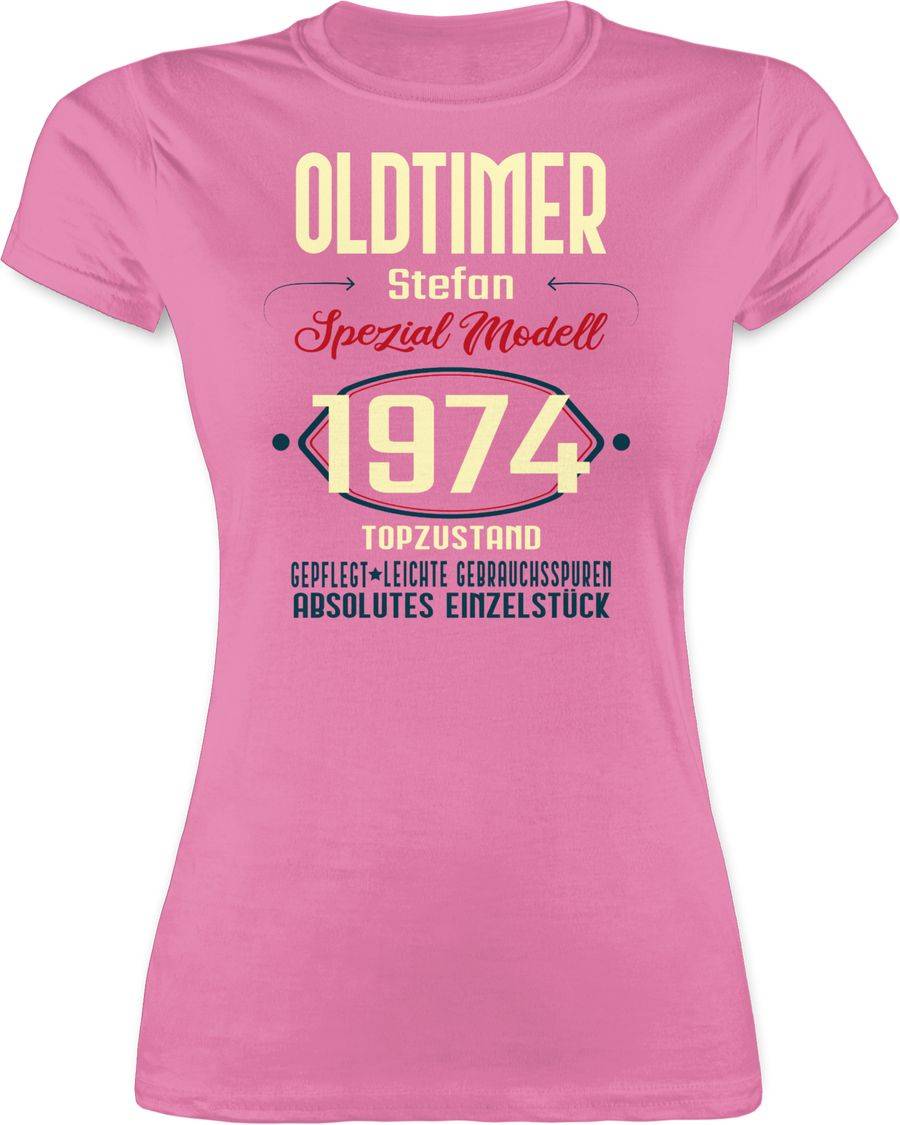 Shirtracer Oldtimer Spezial Modell 1974 zum Fünfzigsten - Name aufdruck - dunkel: Tshirt Ru Shirtracer