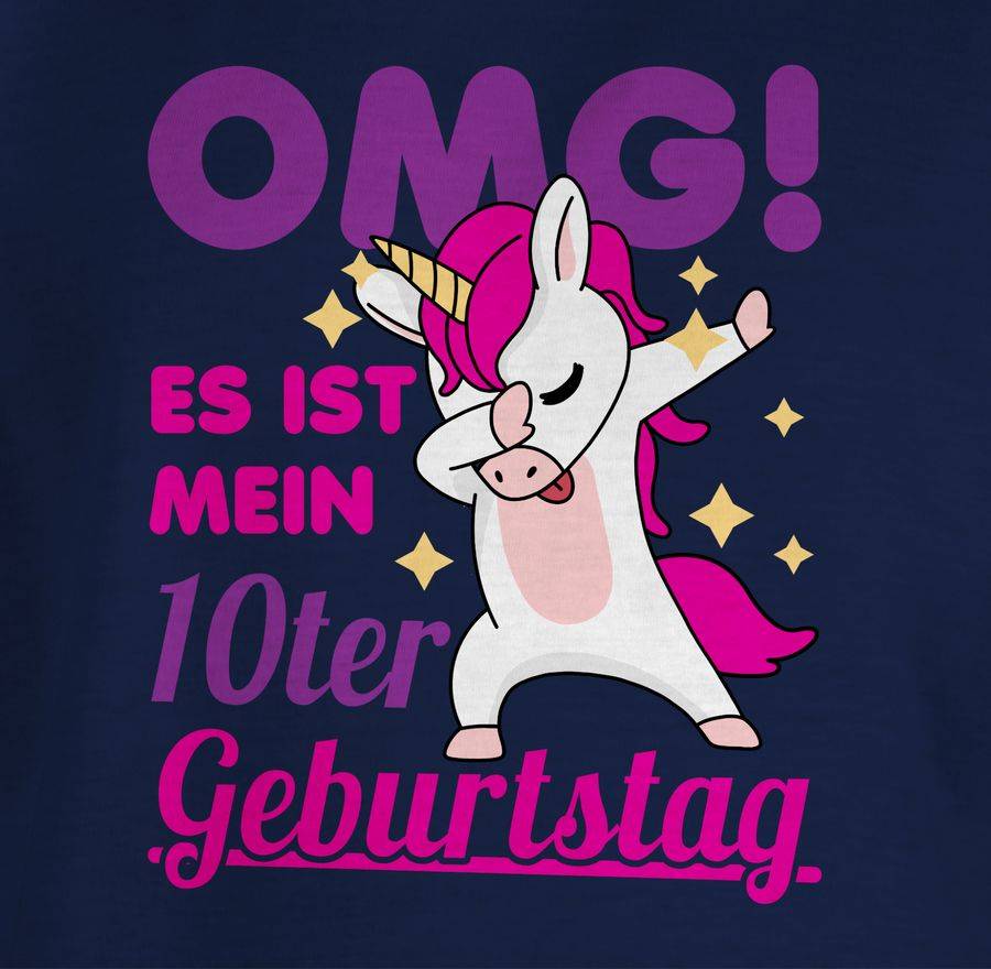 Shirtracer OMG! Es Ist Mein Zehnter Geburtstag Dabbendes Einhorn: T-Shirt Turnbeutel Shirtracer