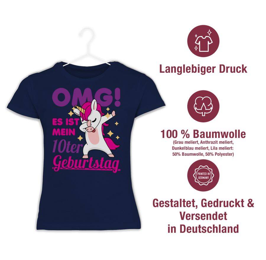 Shirtracer OMG! Es Ist Mein Zehnter Geburtstag Dabbendes Einhorn: T-Shirt Turnbeutel Shirtracer