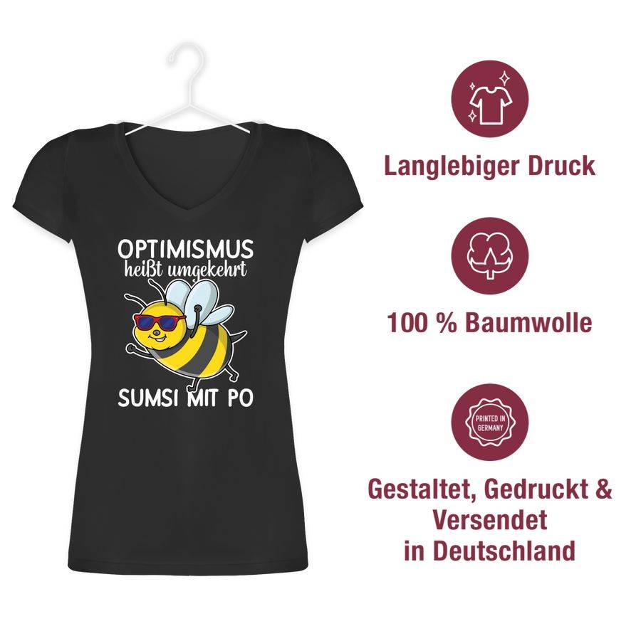 Shirtracer Optimismus Heißt Umgekehrt Sumsi Mit Po - Weiß: Tshirt Turnbeutel Shirtracer