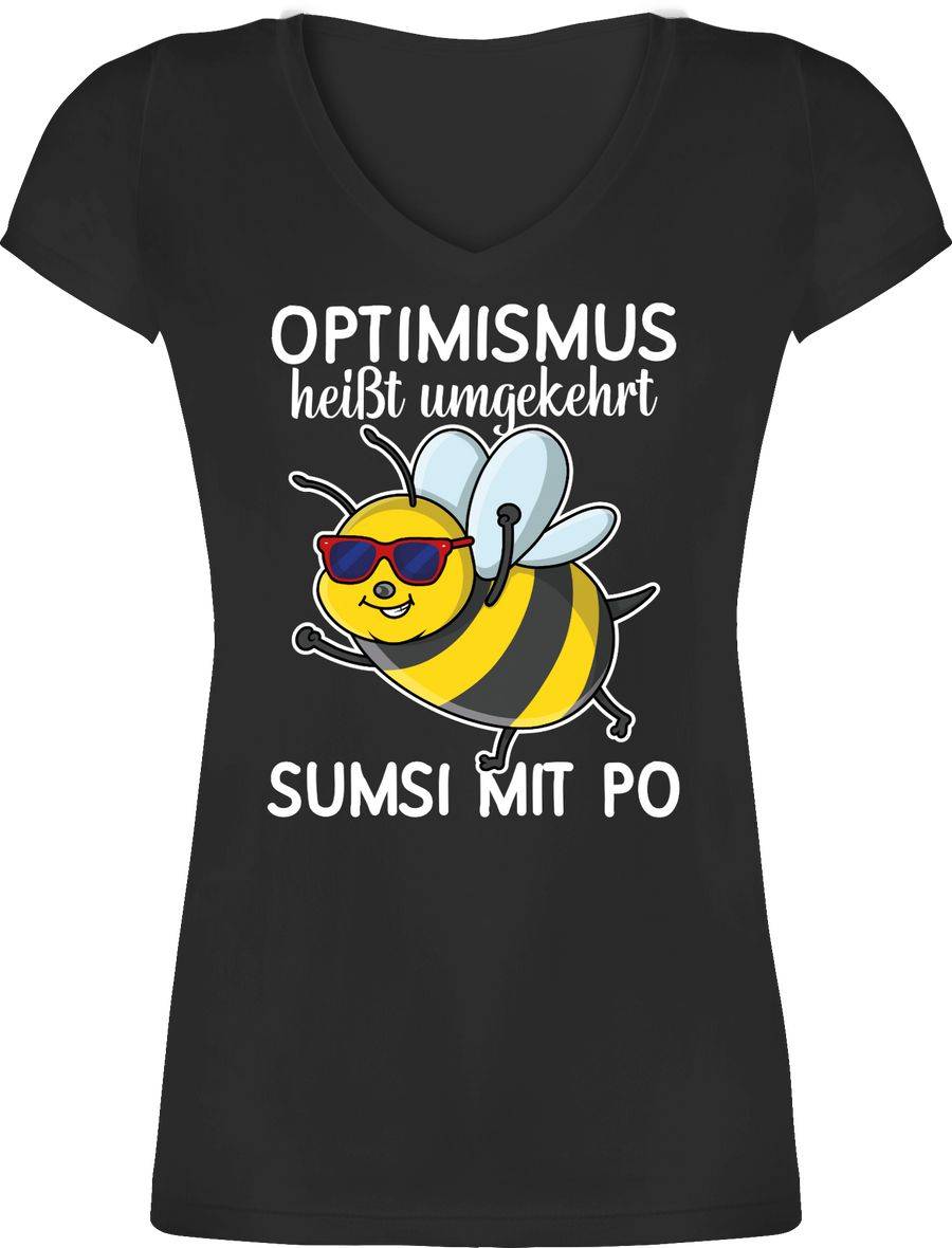 Shirtracer Optimismus heißt umgekehrt Sumsi mit Po - weiß: Tshirt Turnbeutel Shirtracer