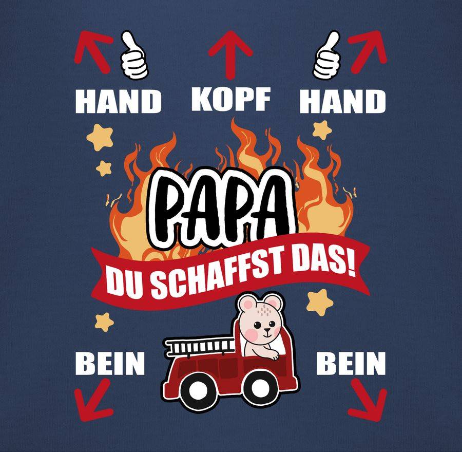 Shirtracer Papa Du Schaffst Das - Feuerwehr - Weiß: T-Shirt Turnbeutel Shirtracer