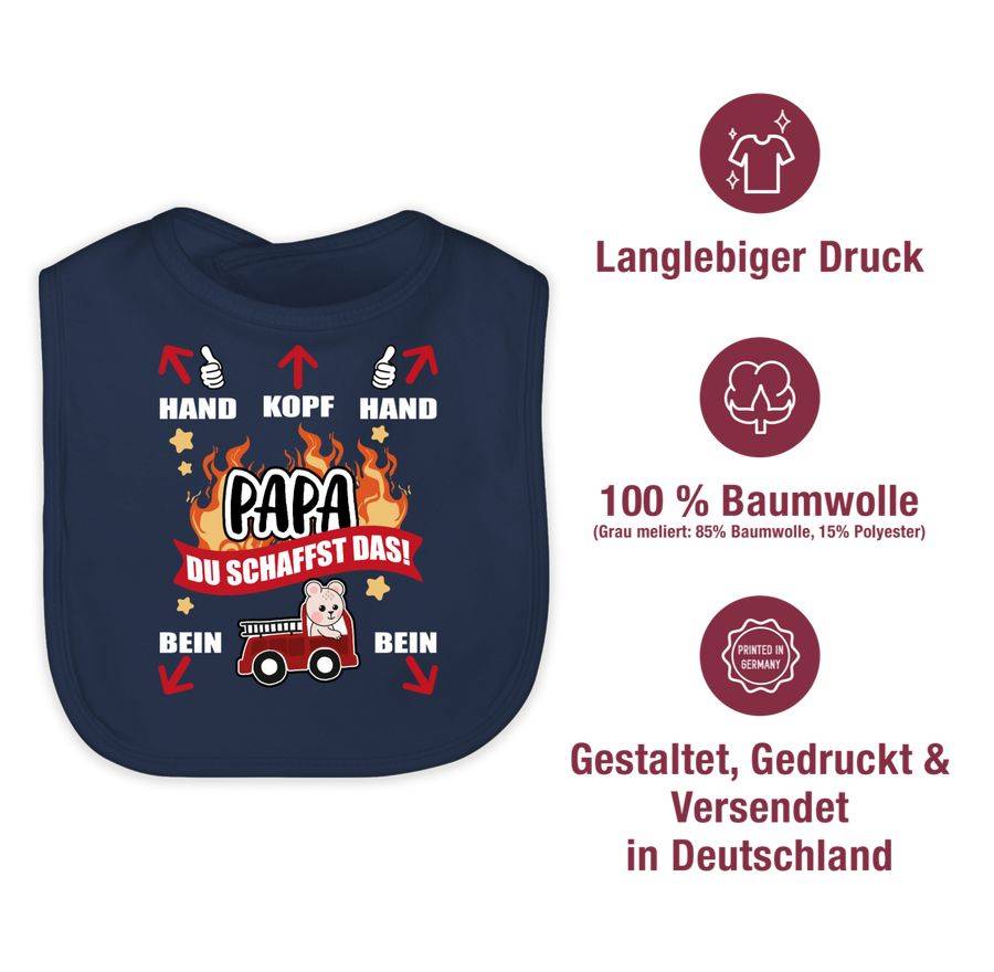Shirtracer Papa Du Schaffst Das - Feuerwehr - Weiß: T-Shirt Turnbeutel Shirtracer