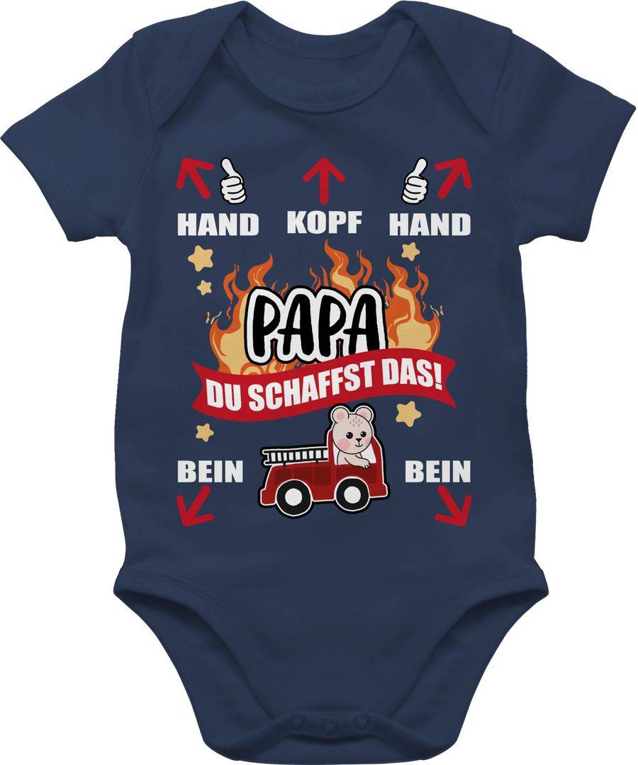 Shirtracer Papa du schaffst das - Feuerwehr - weiß: T-Shirt Turnbeutel Shirtracer