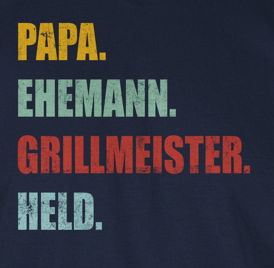 Shirtracer Papa Ehemann Grillmeister Held Retro Vintage Effekt Shirts & Mehr Shirtracer