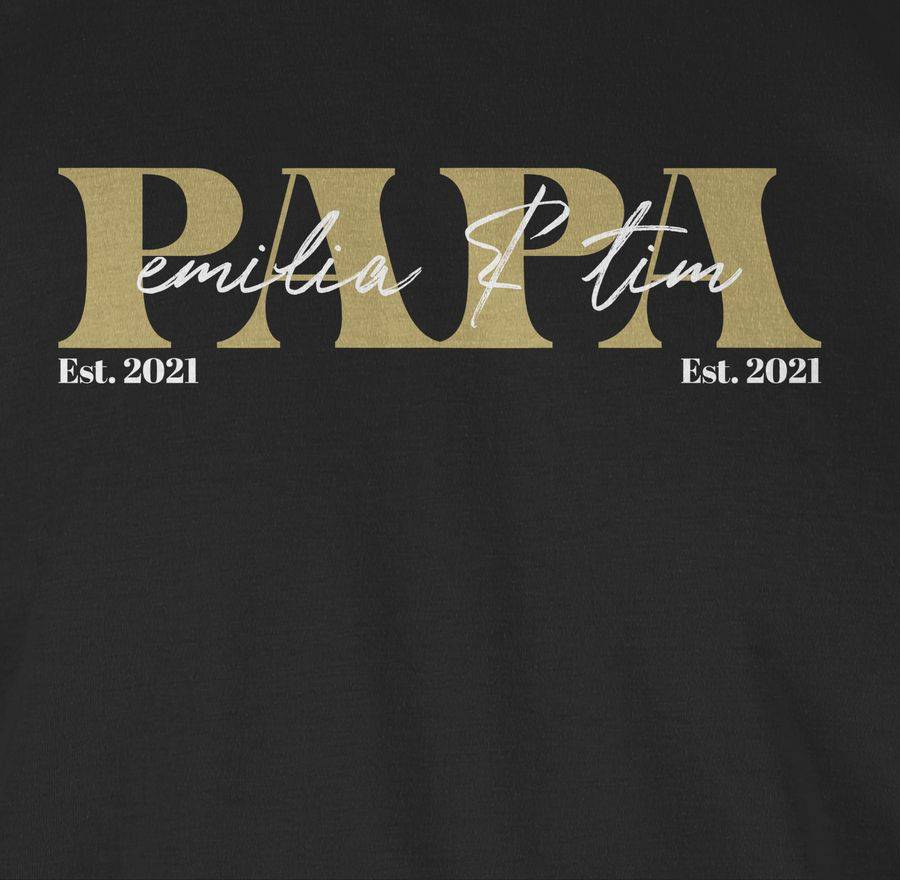 Shirtracer PAPA Geschenk Mit Namen Kinder Datum Geburtsjahr Weihnachten Geburtstag: T-Shirt Shirtracer