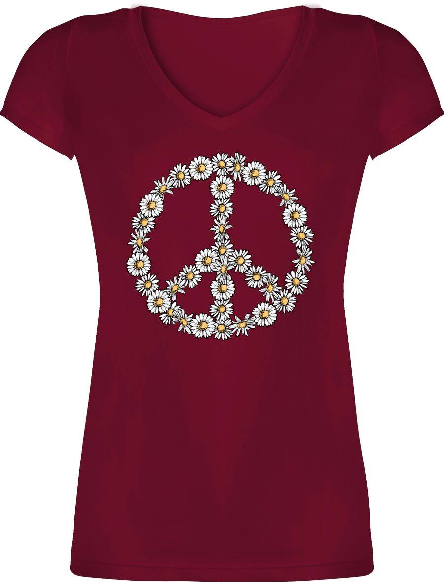 Shirtracer Peace Zeichen aus Gänseblümchen: Tshirt Turnbeutel Shirtracer