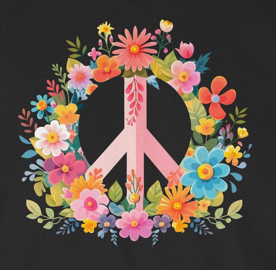 Shirtracer Peace-Zeichen Peacezeichen Frieden Hippie Flow Power 60er 70er Flowerpower Shi Shirtracer