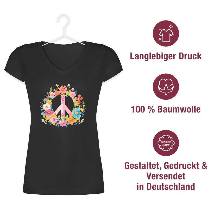 Shirtracer Peace-Zeichen Peacezeichen Frieden Hippie Flow Power 60er 70er Flowerpower Shi Shirtracer