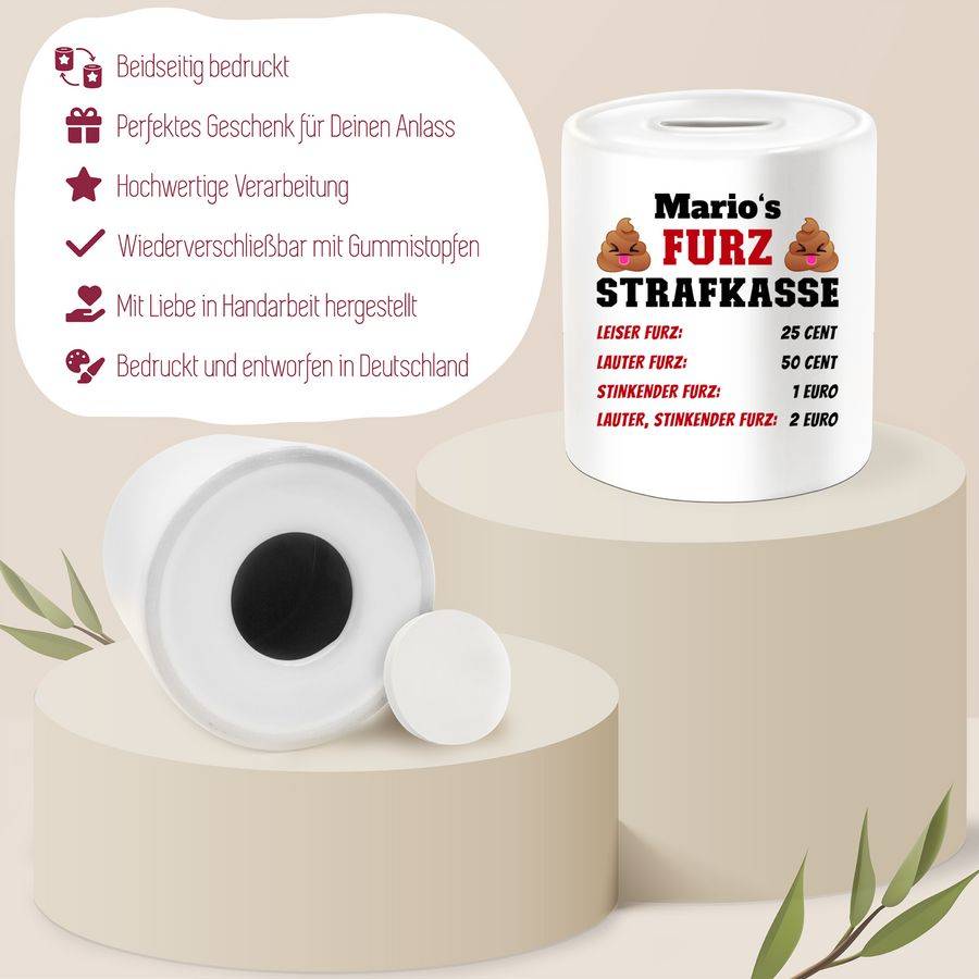 Shirtracer Personalisierbare Pups Spardose Furz Strafkasse Mit Wunschname Lustige Furz Kasse Als Individuelles Geschenk Shirtracer