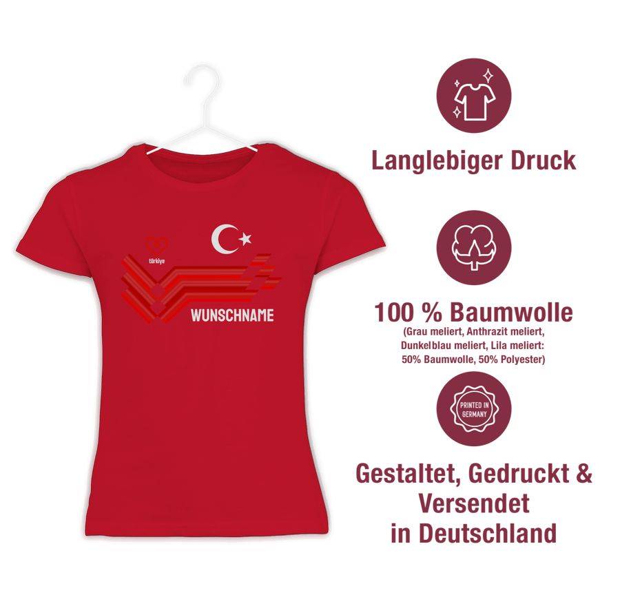 Shirtracer Personalisierbares Türkei Motiv Trikot Individuelles Türkiye Design Mit Wappen Und Landesfarben Mit Eigenem Namen Turkey Shirtracer