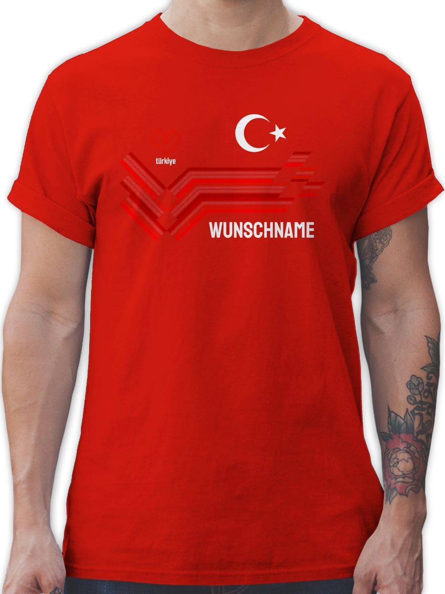 Shirtracer Personalisierbares Türkei Motiv Trikot Individuelles Türkiye Design mit Wappen und Landesfarben Mit eigenem Namen Turkey Shirtracer