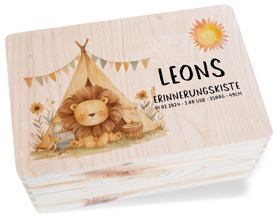 Shirtracer Personalisierte Baby Geschenke Erinnerungskiste Löwe Name Datum Erinnerungsb Shirtracer