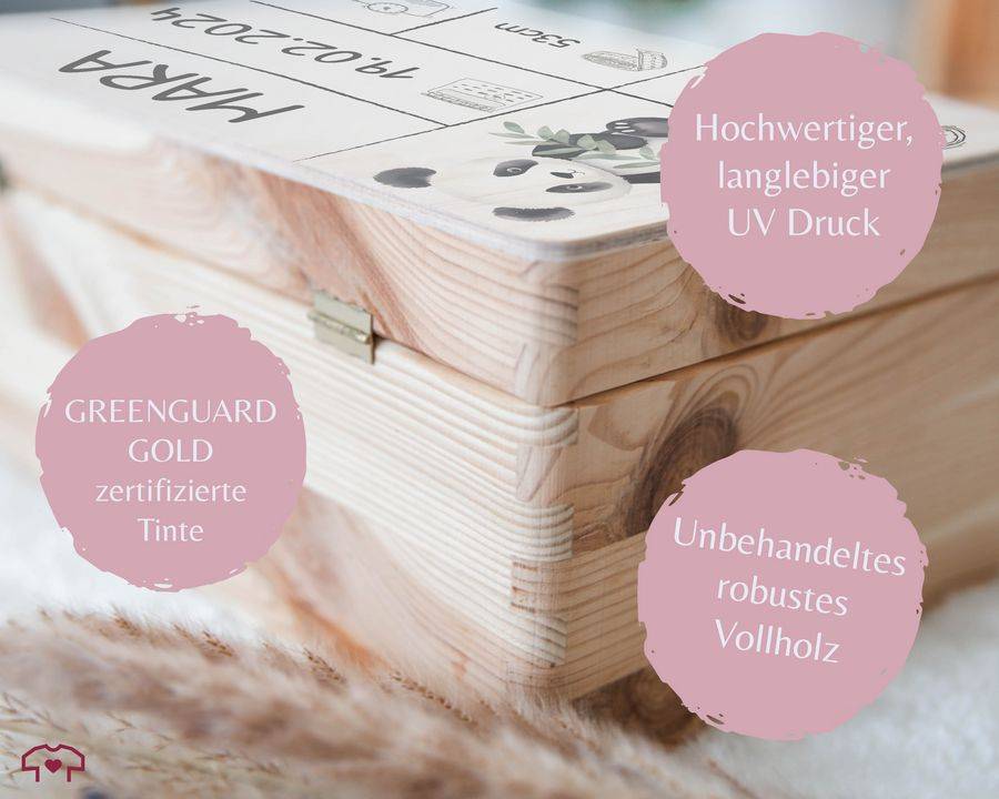Shirtracer Personalisierte Erinnerungsbox Baby Mit Pandabär Geschenk Zur Geburt Holzkiste Erinnerungsboxen Für Babys Shirtracer