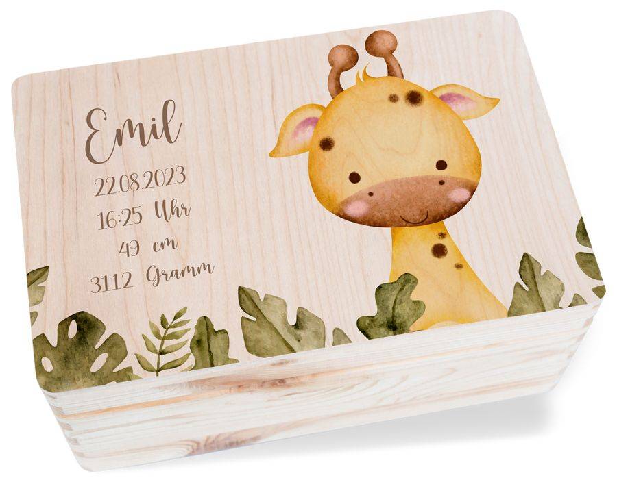 Shirtracer Personalisiertes Geschenk Baby - Geschenk zur Geburt - Giraffe Geburtsdaten Name Shirtracer
