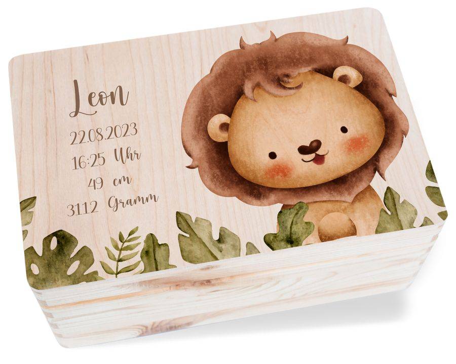 Shirtracer Personalisiertes Geschenk Baby - Geschenk zur Geburt - Löwe Geburtsdaten Name Da Shirtracer