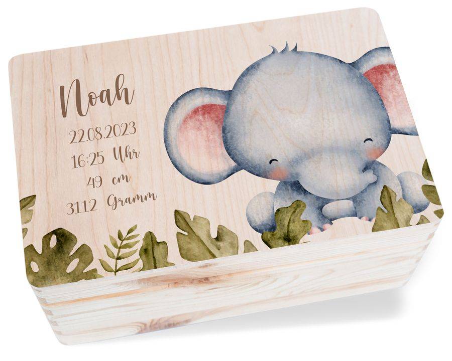 Shirtracer Personalisiertes Geschenk Baby - Geschenk zur Geburt - Elefant Geburtsdaten Name Shirtracer