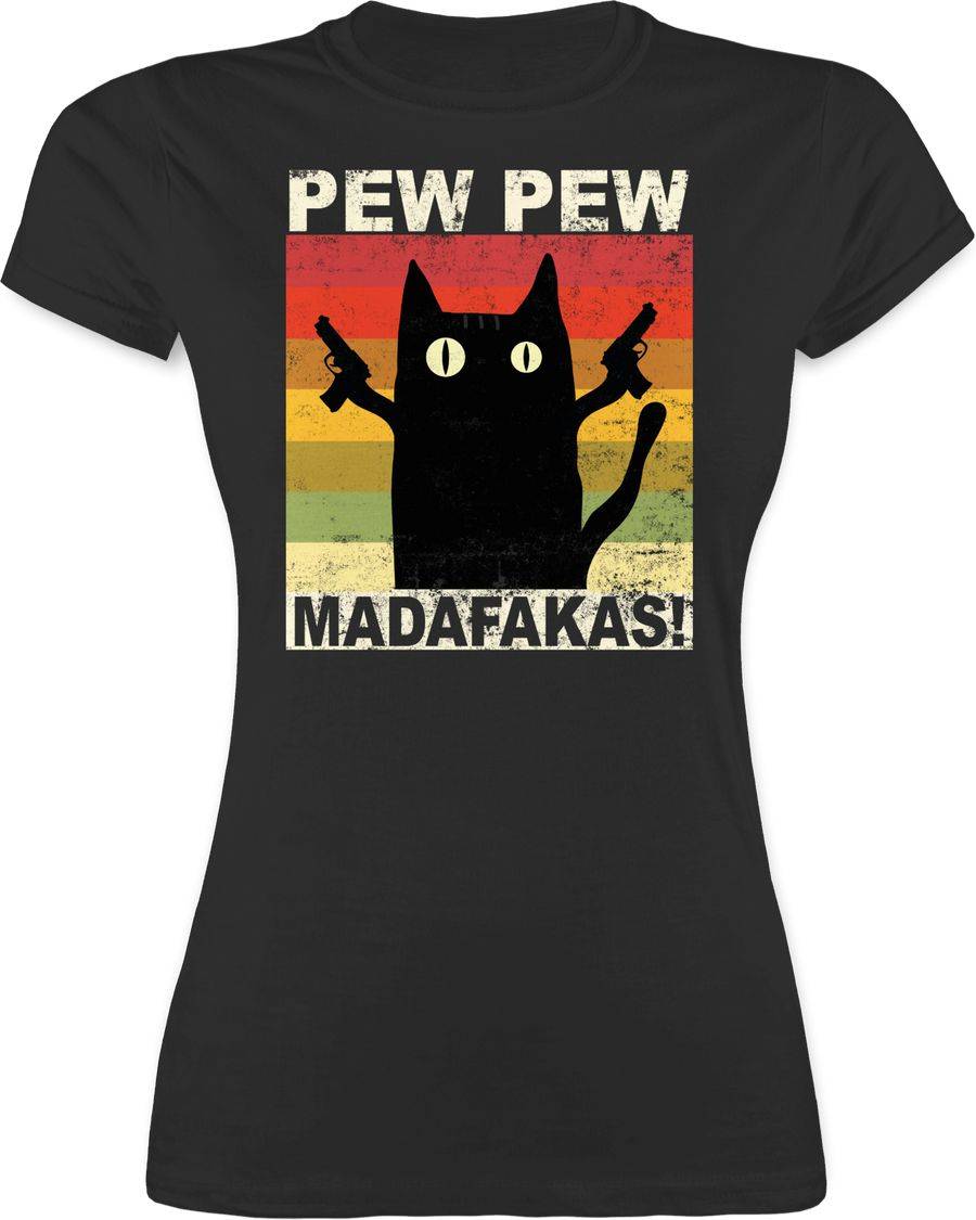 Shirtracer Pew Pew Madafakas Katze Vintage hell Shirts & Mehr Shirtracer