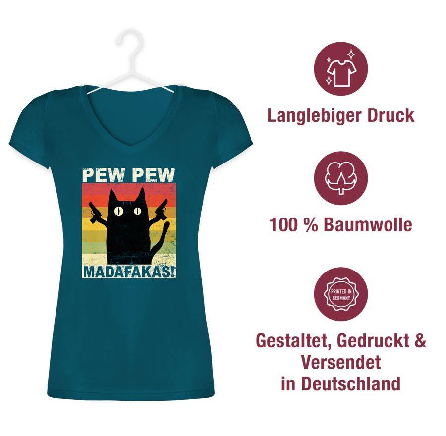 Shirtracer Pew Pew Madafakas Katze Vintage Hell Shirts & Mehr Shirtracer