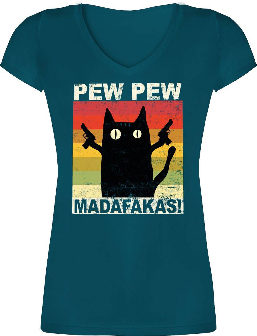 Shirtracer Pew Pew Madafakas Katze Vintage hell Shirts & Mehr Shirtracer