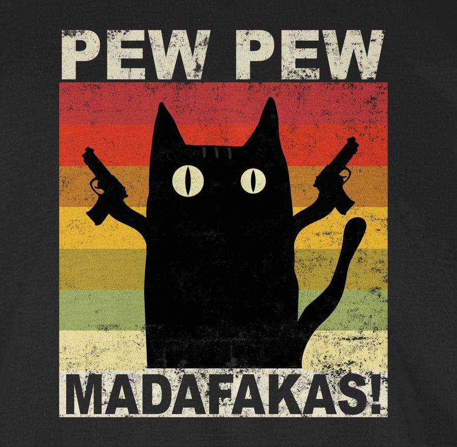 Shirtracer Pew Pew Madafakas Katze Vintage Hell Shirts & Mehr Shirtracer