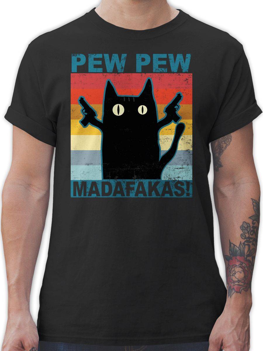 Shirtracer Pew Pew Madafakas Katze Vintage: T-Shirt Gym Bag Shirtracer