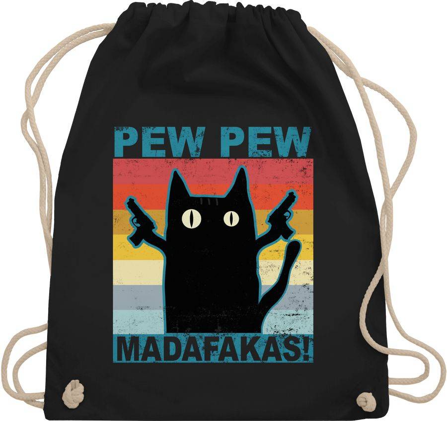 Shirtracer Pew Pew Madafakas Katze Vintage: T-Shirt Gym Bag Shirtracer