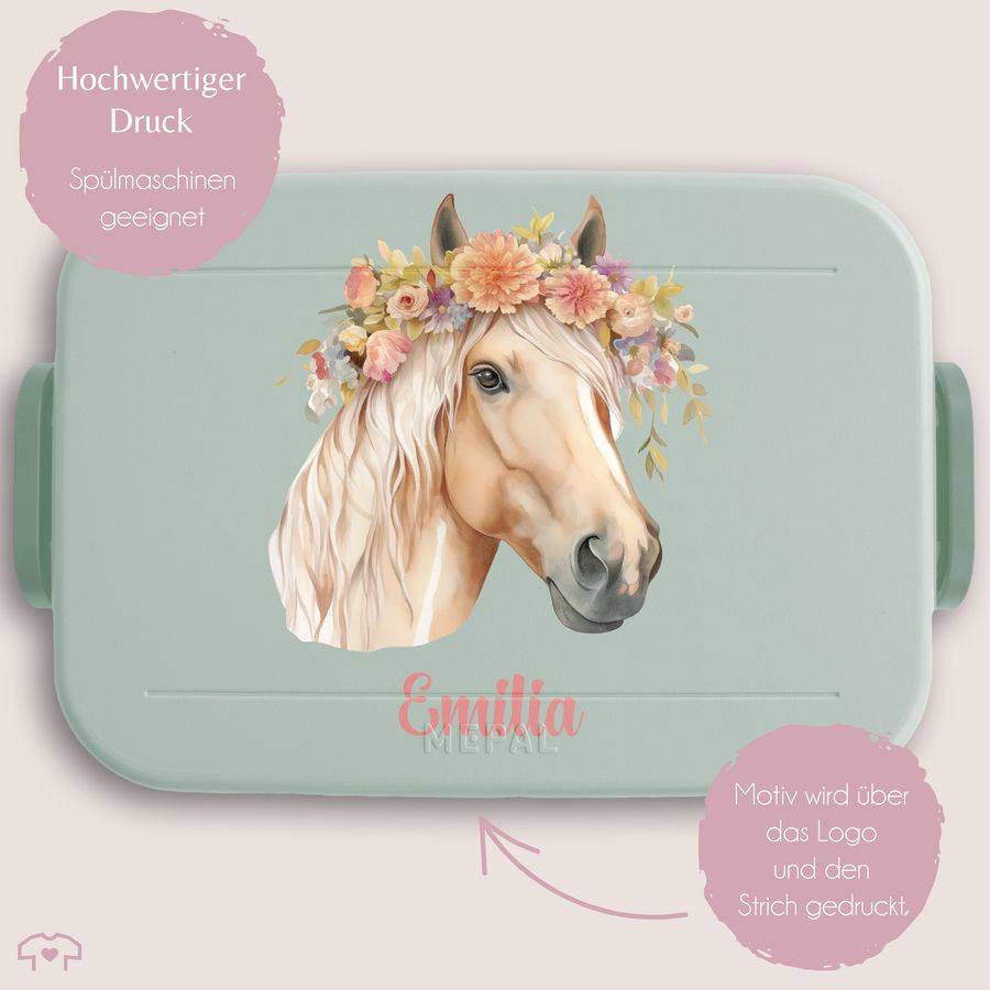 Shirtracer Pferde-Lunchbox Für Mädchen Süßes Pferdemotiv Langlebige Und Spülmaschinenfeste Brotdose Ideal Für Snacks Und Pausenbrot Shirtracer