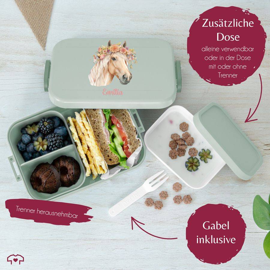 Shirtracer Pferde-Lunchbox Für Mädchen Süßes Pferdemotiv Langlebige Und Spülmaschinenfeste Brotdose Ideal Für Snacks Und Pausenbrot Shirtracer