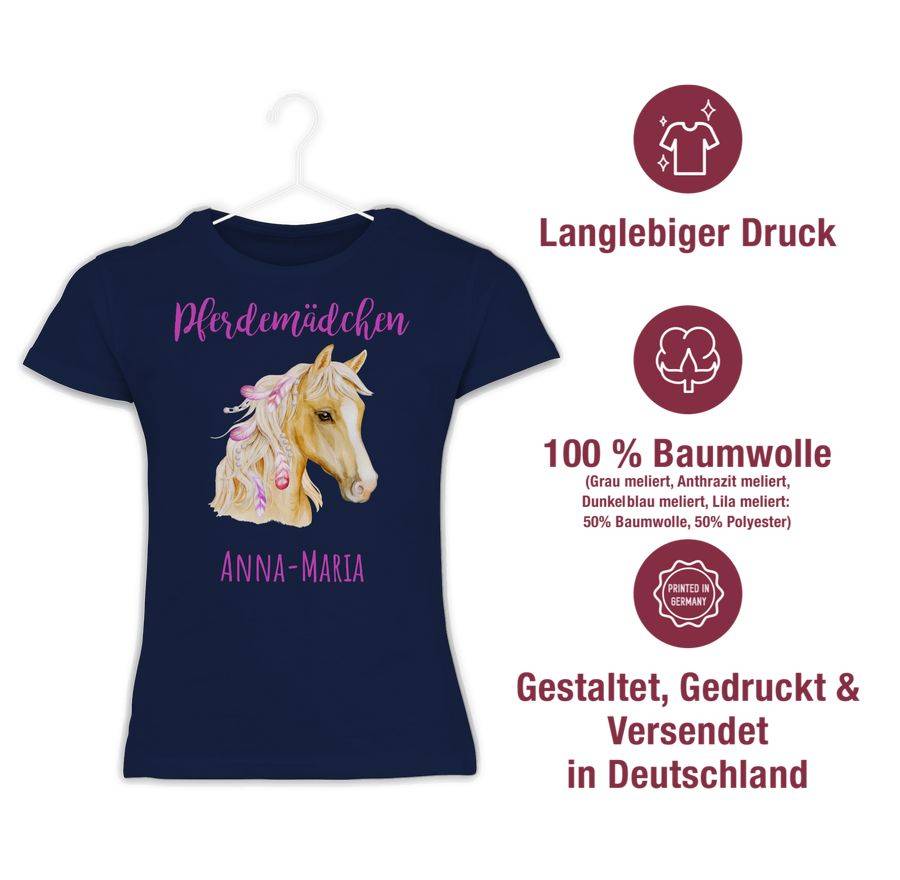 Shirtracer Pferdemädchen Wunschname - Pferde Geschenk Mädchen Personalisierte Geschenke Pfe Shirtracer