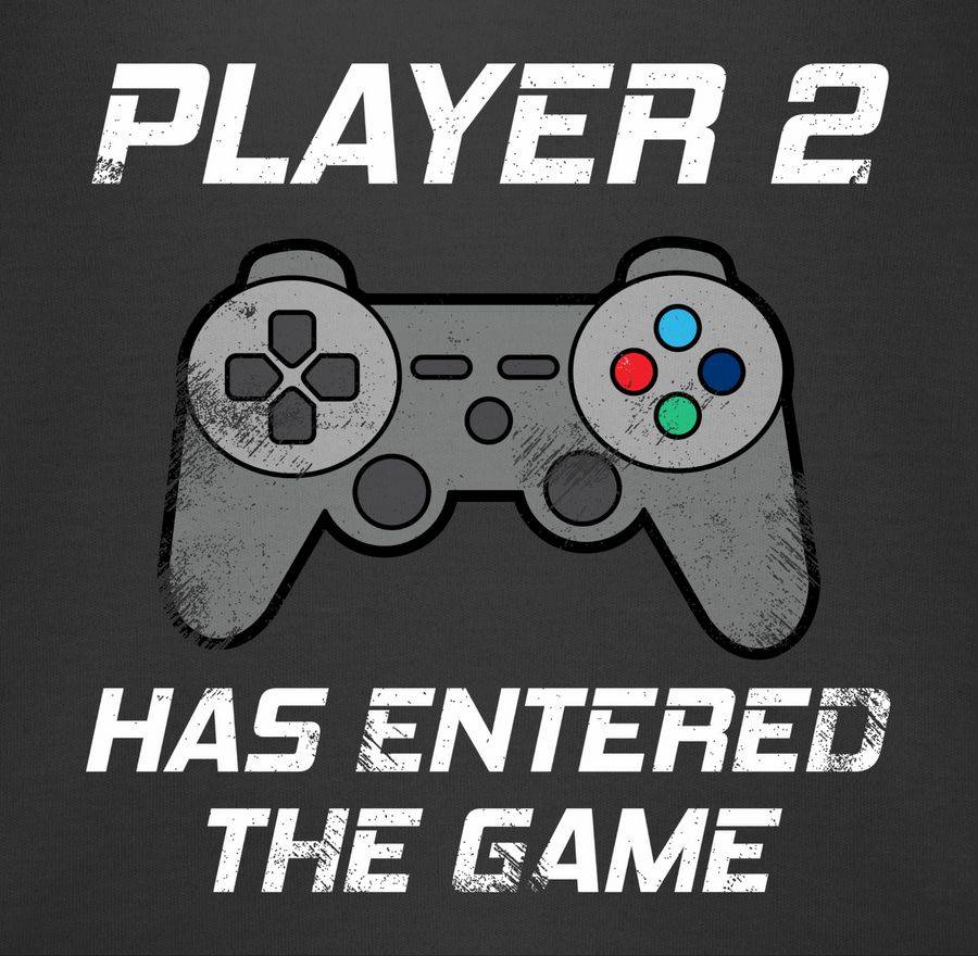 Shirtracer Player 2 Has Entered The Game Controller Grau: T-Shirt Turnbeutel Shirtracer