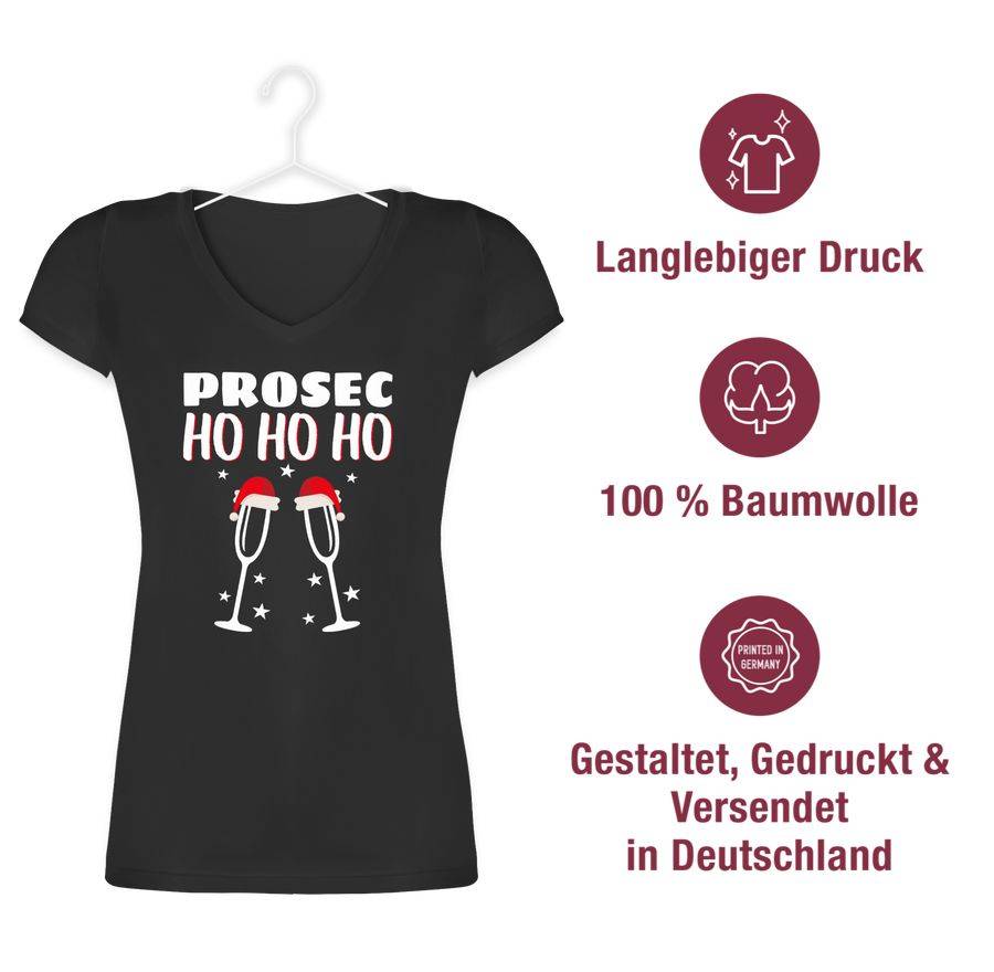 Shirtracer Prosec Ho Ho Ho Proseccoglas Sterne: T-Shirt Rucksack Shirtracer