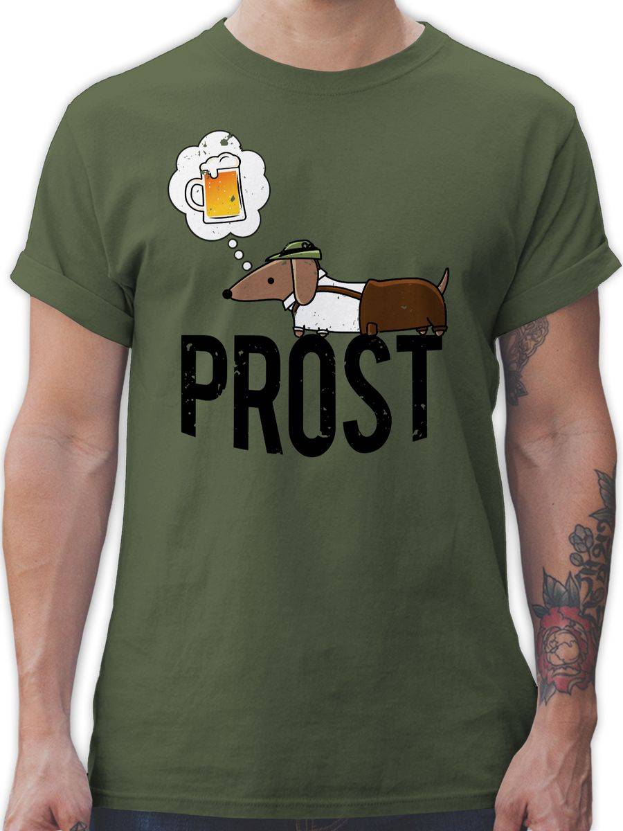 Shirtracer Prost mit Dackel und Bier Vintage: Tshirt Rucksack Shirtracer