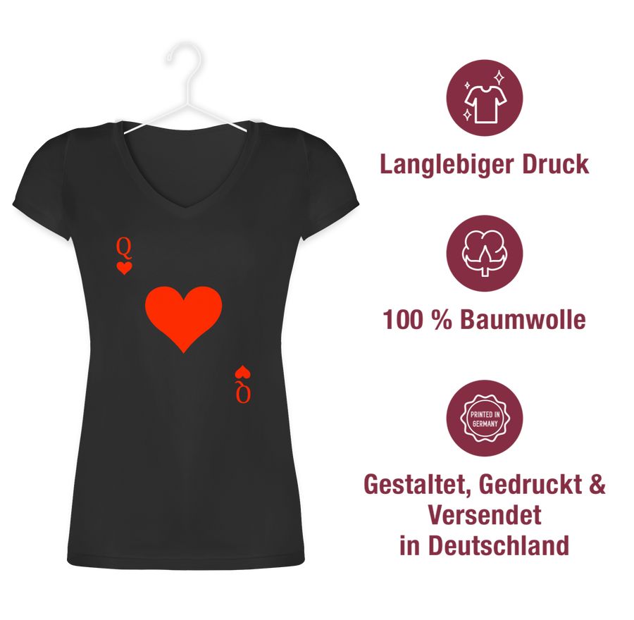Shirtracer Queen Kartenspiel Karneval Kostüm: T-Shirt Rucksack Shirtracer