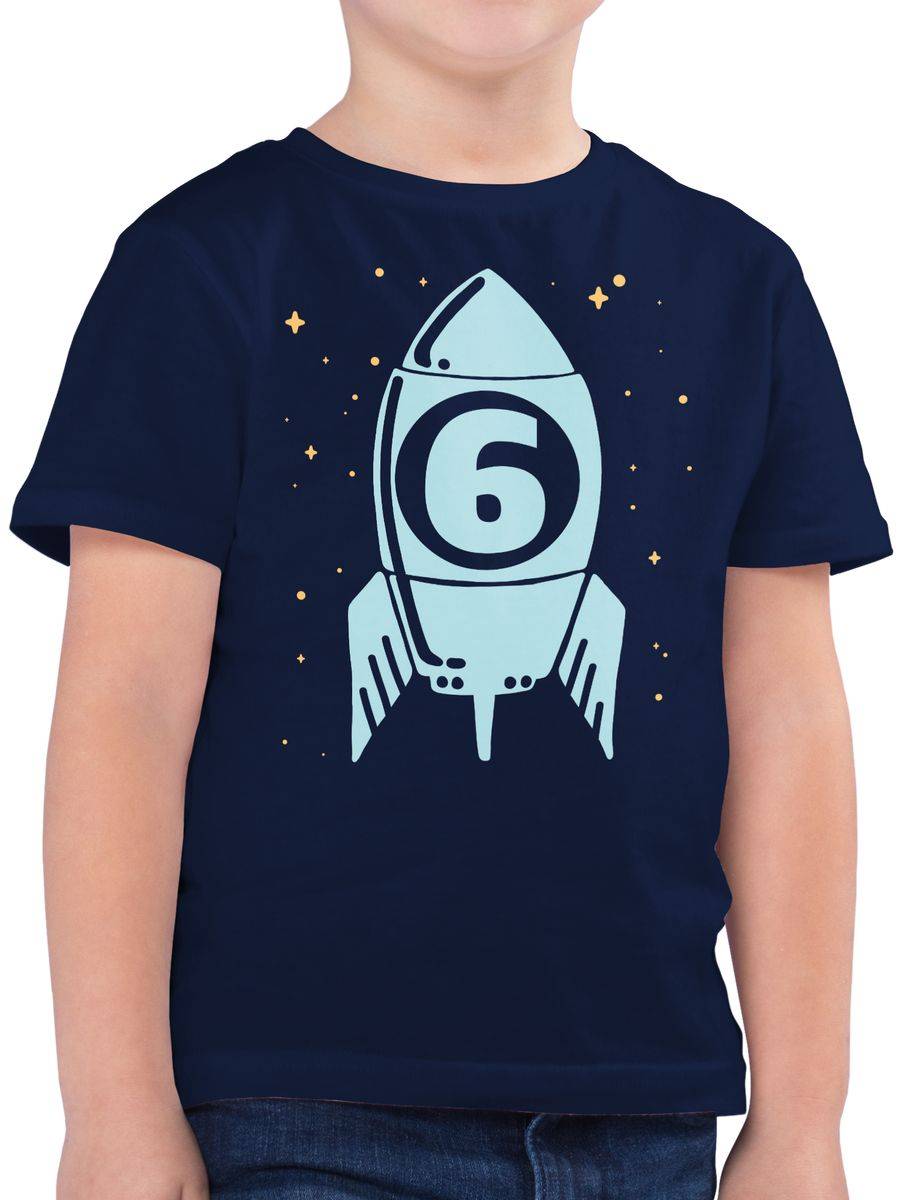 Shirtracer Rakete mit Sternen Sechs blau: Tshirt Turnbeutel Shirtracer