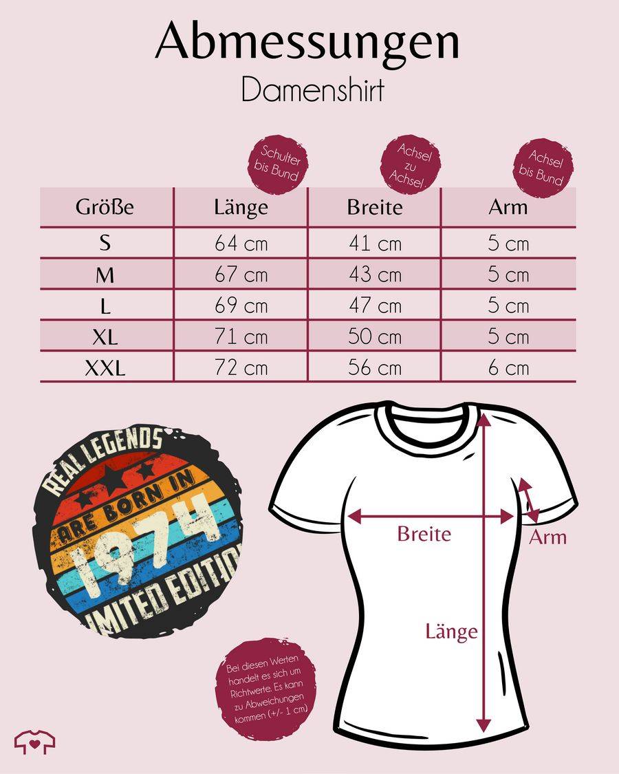 Shirtracer Real Legends Are Born In 1974 Limited Edition Vintage Fünfzigster: T-Shirt Turnb Shirtracer