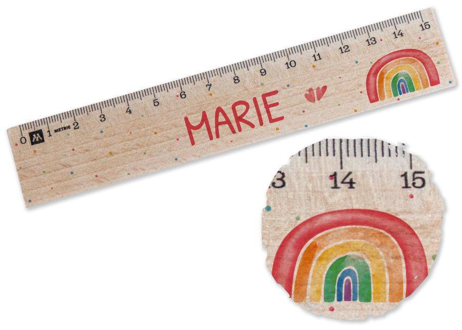Shirtracer Regenbogen Holzlineal für Mädchen Mit Namen personalisierbar Tolles Geschenk zur Einschulung Shirtracer