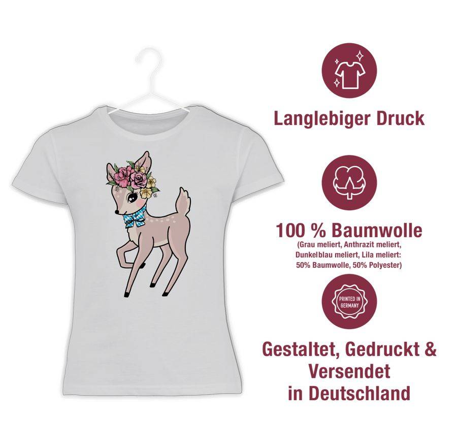Shirtracer Reh Mit Bayrischer Schleife Und Blumen: Tshirt Rucksack Shirtracer