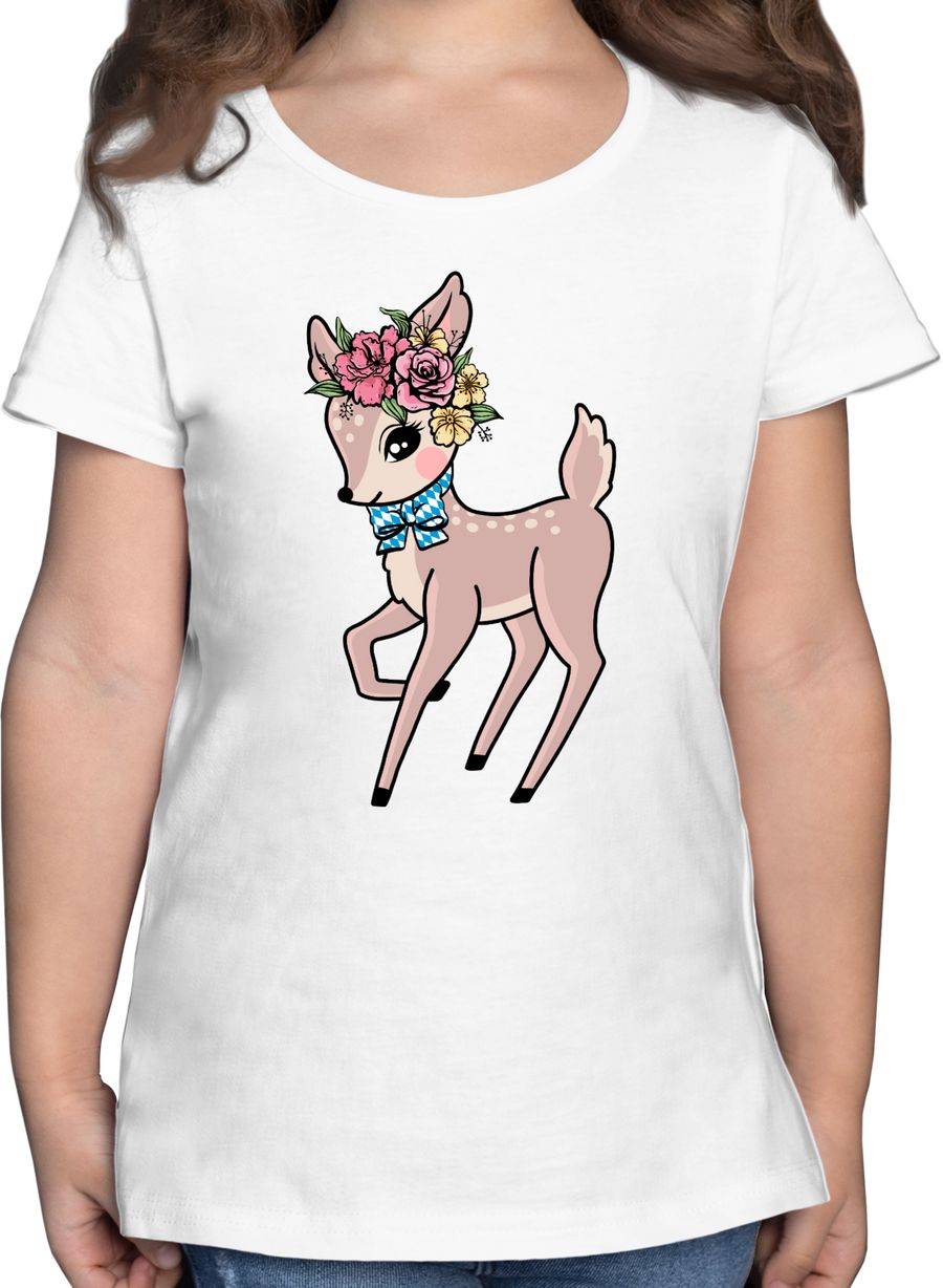 Shirtracer Reh mit bayrischer Schleife und Blumen: Tshirt Rucksack Shirtracer