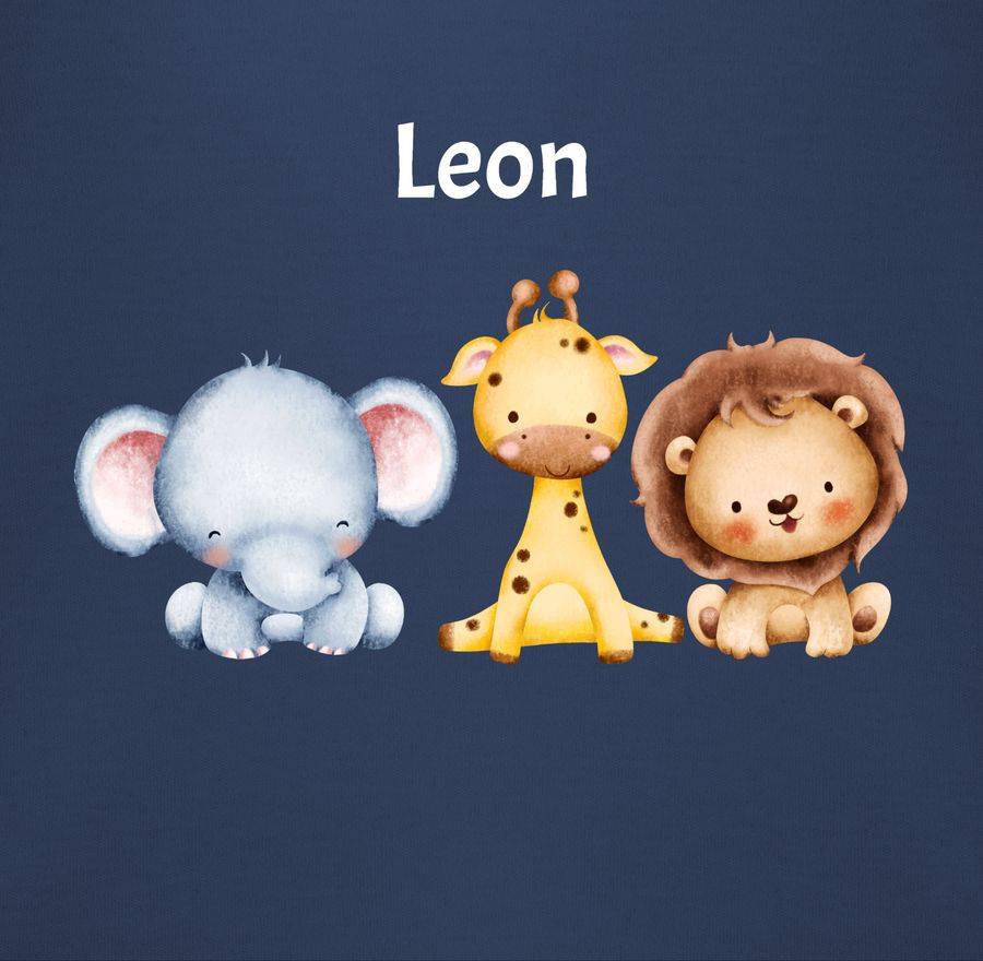 Shirtracer Safaritiere Mit Name - Elefant Giraffe Löwe: Tshirt Turnbeutel Shirtracer