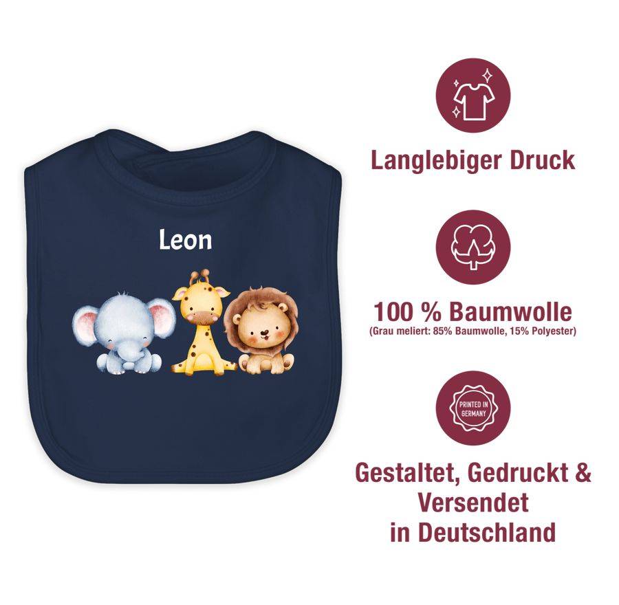Shirtracer Safaritiere Mit Name - Elefant Giraffe Löwe: Tshirt Turnbeutel Shirtracer