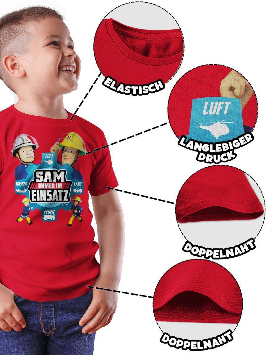 Shirtracer Sam - Immer Im Einsatz - Blau: Tshirt Turnbeutel Shirtracer