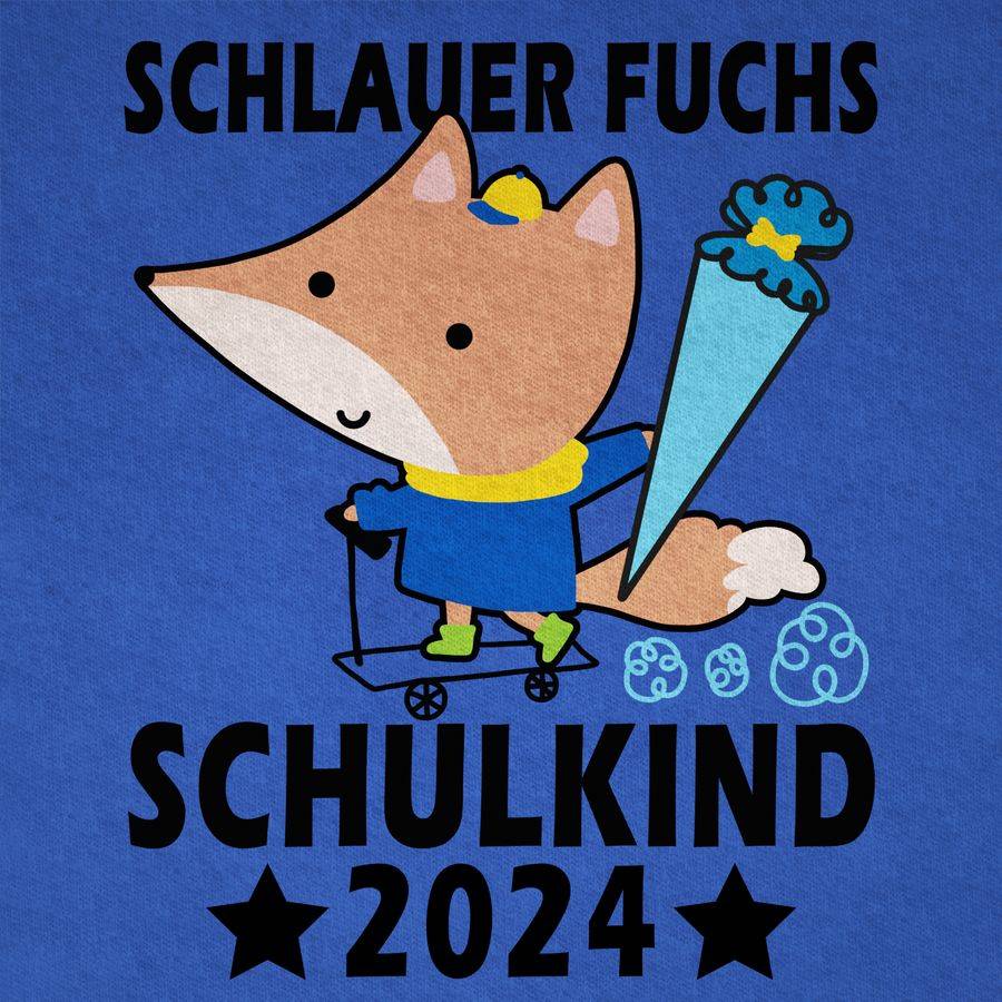 Shirtracer Schlauer Fuchs Schulkind 2024 - Schwarz: Tshirt Turnbeutel Shirtracer