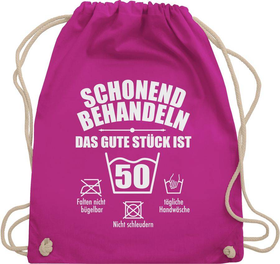 Shirtracer Schonend behandeln das gute Stück ist fünfzig - weiß: Tshirt Gym Bag Shirtracer