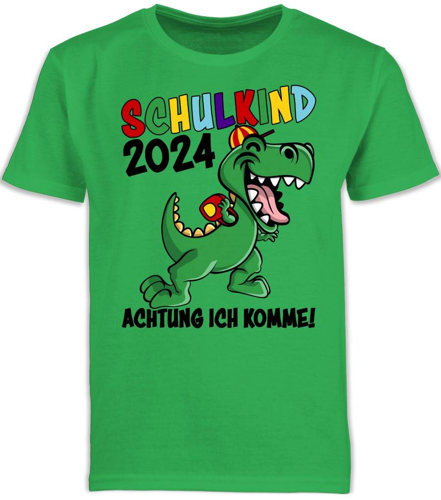 Shirtracer Schulkind 2024 Achtung ich komme! - schwarz: Tshirt Turnbeutel Shirtracer
