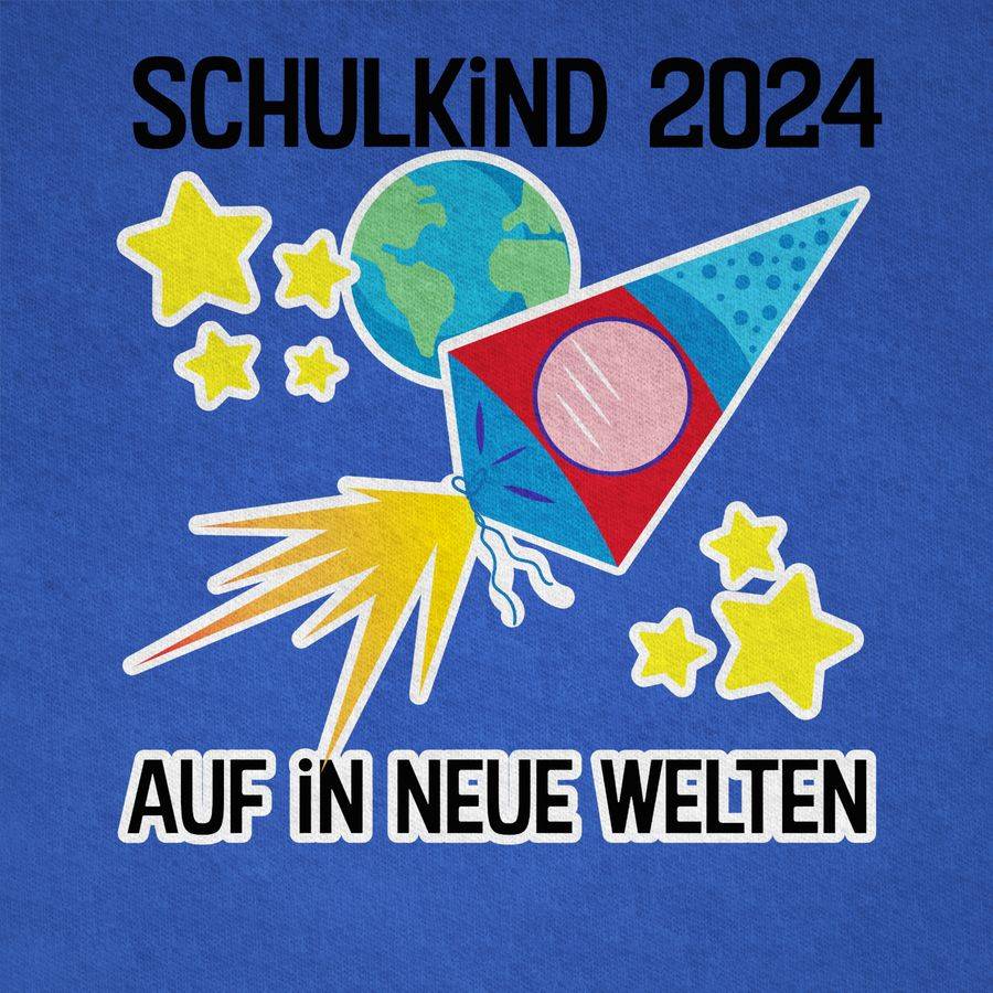 Shirtracer Schulkind 2024 Auf In Neue Welten: Tshirt Turnbeutel Shirtracer